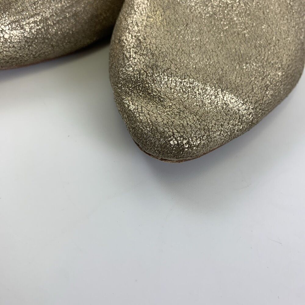 BOGO Free People Sienna SlipOn Mule Ruffle Gold Shimmer Leather Pointed 39.5 9 - Picture 5 of 12